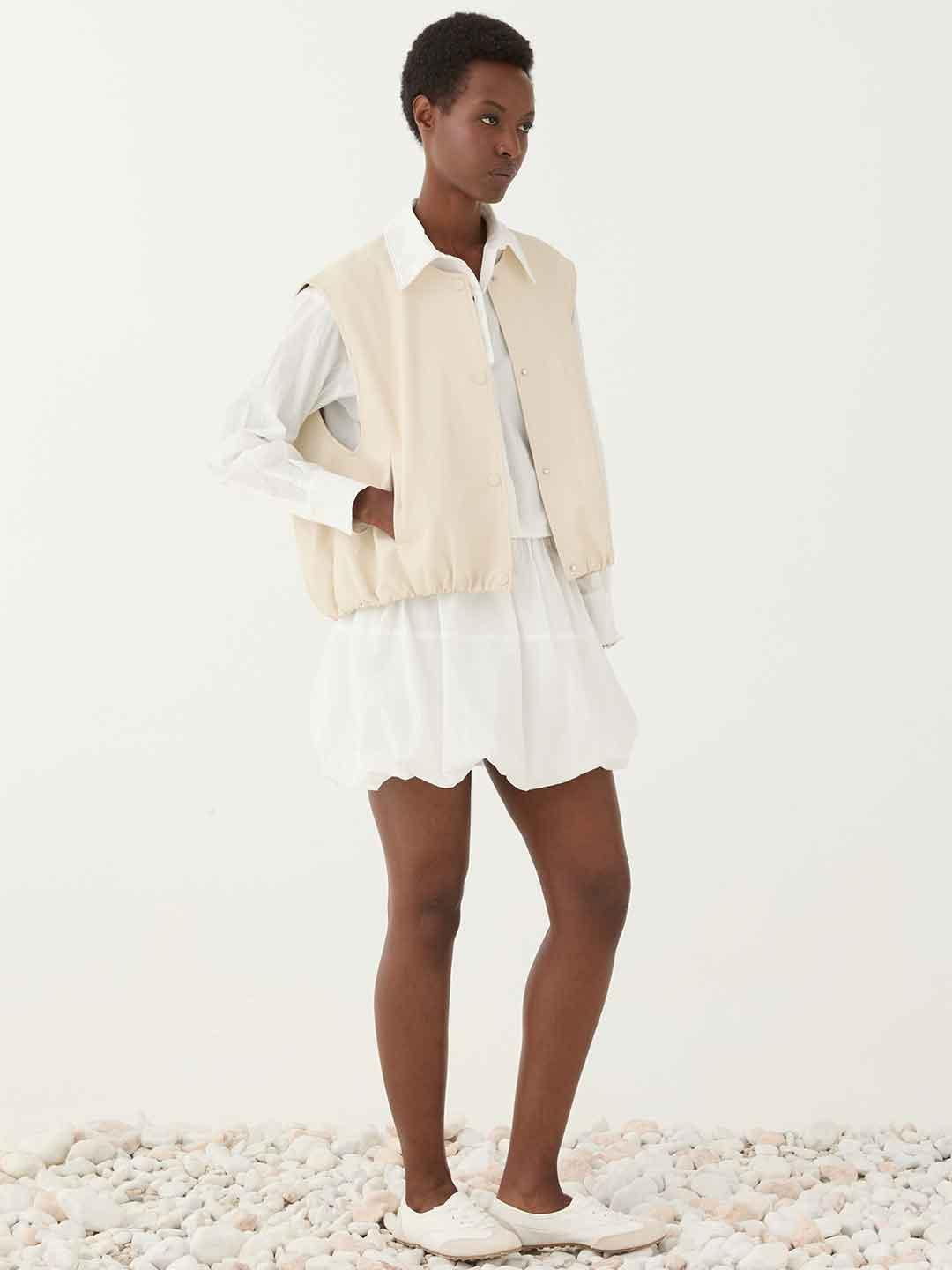 Eleh gilet panna in pelle