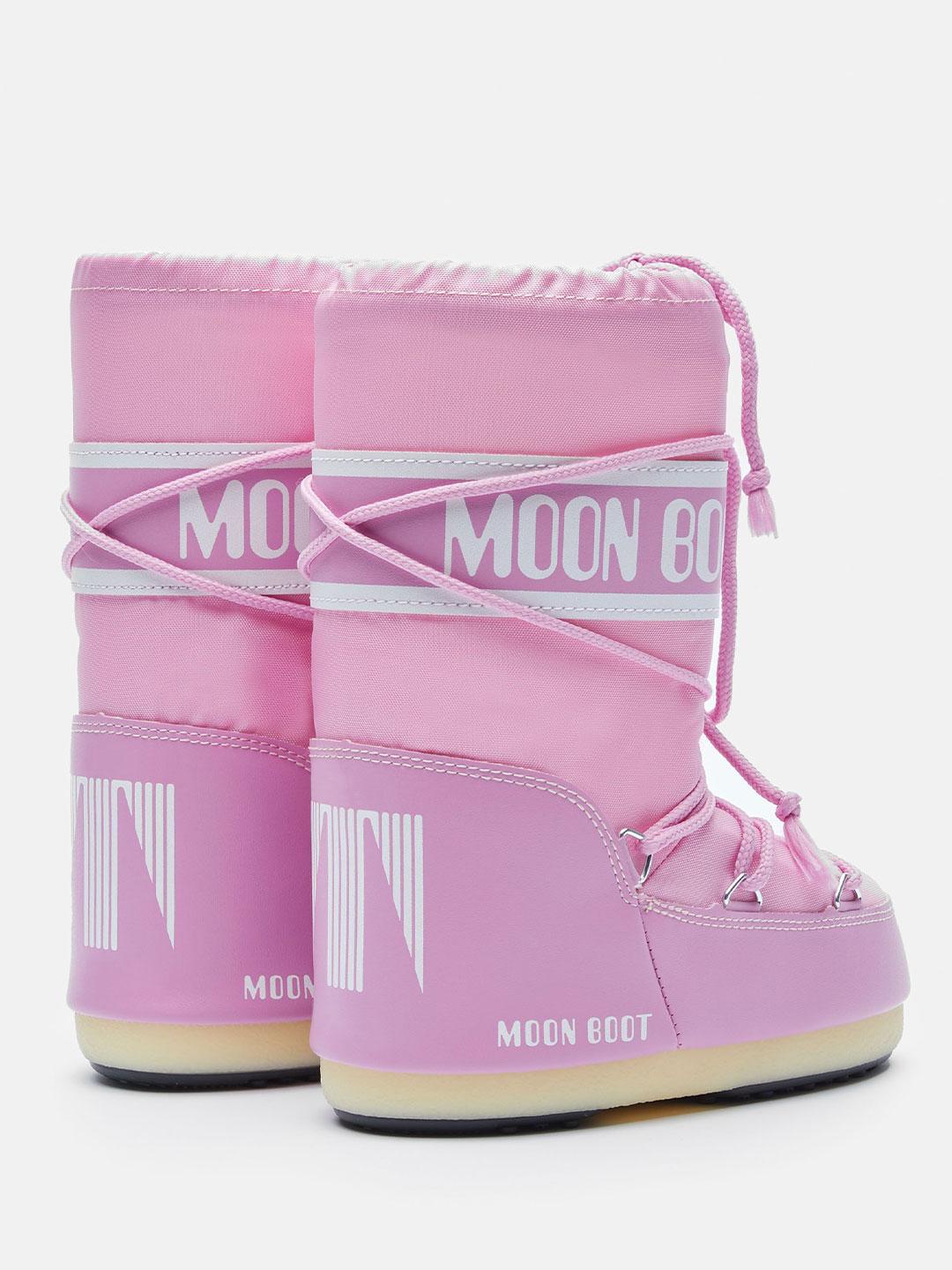 Moon Boot Icon stivali kids rosa alto in Nylon