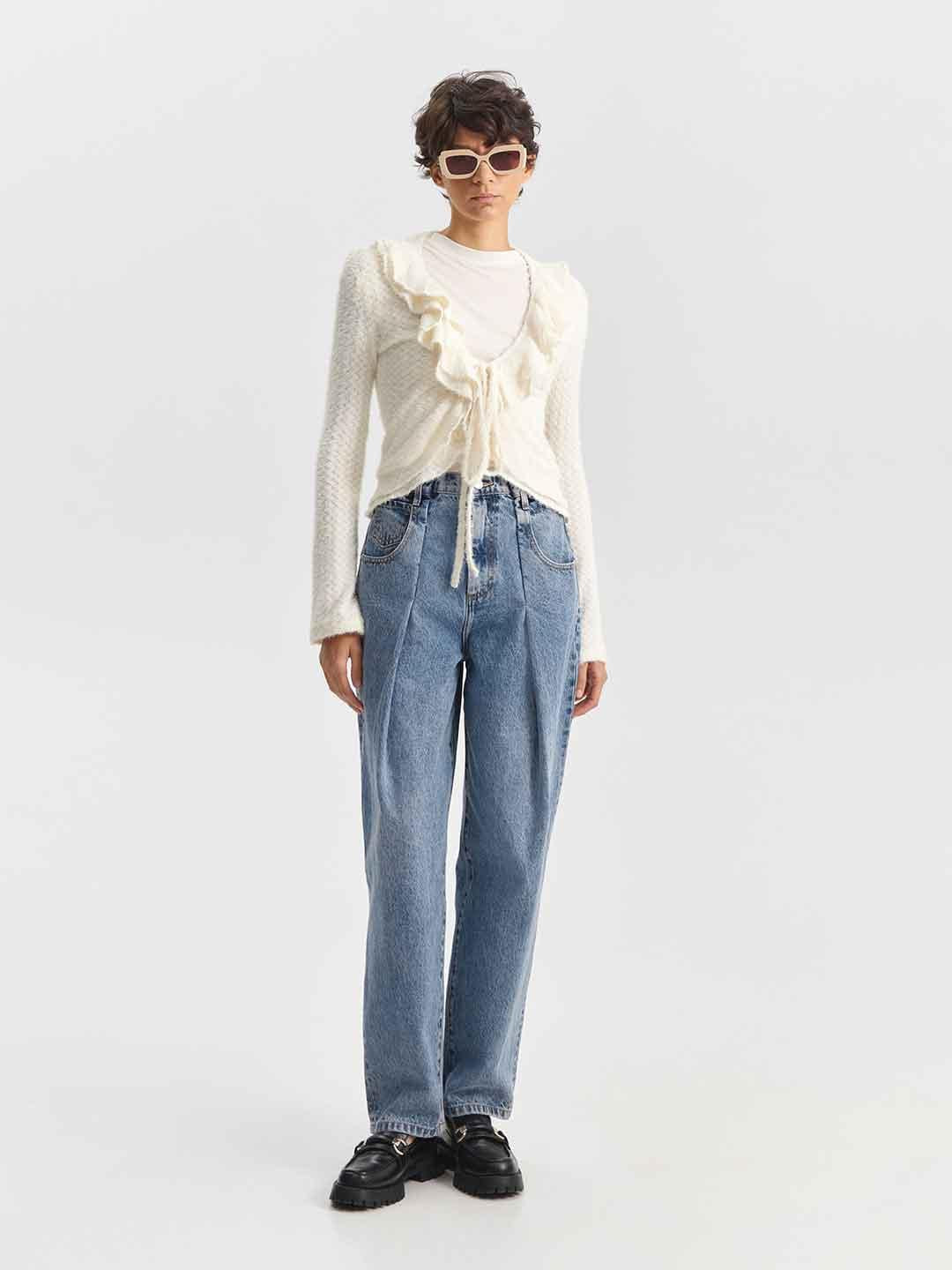 Eleh cardigan panna con lacci