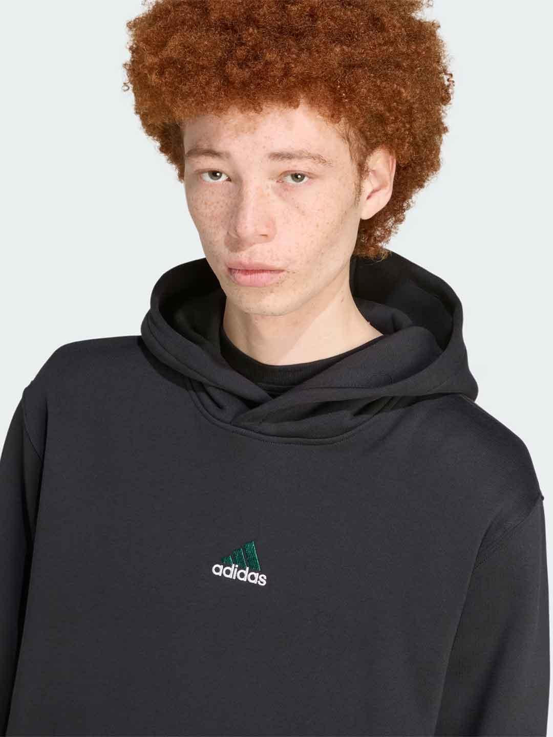 Adidas felpa nero con logo verde