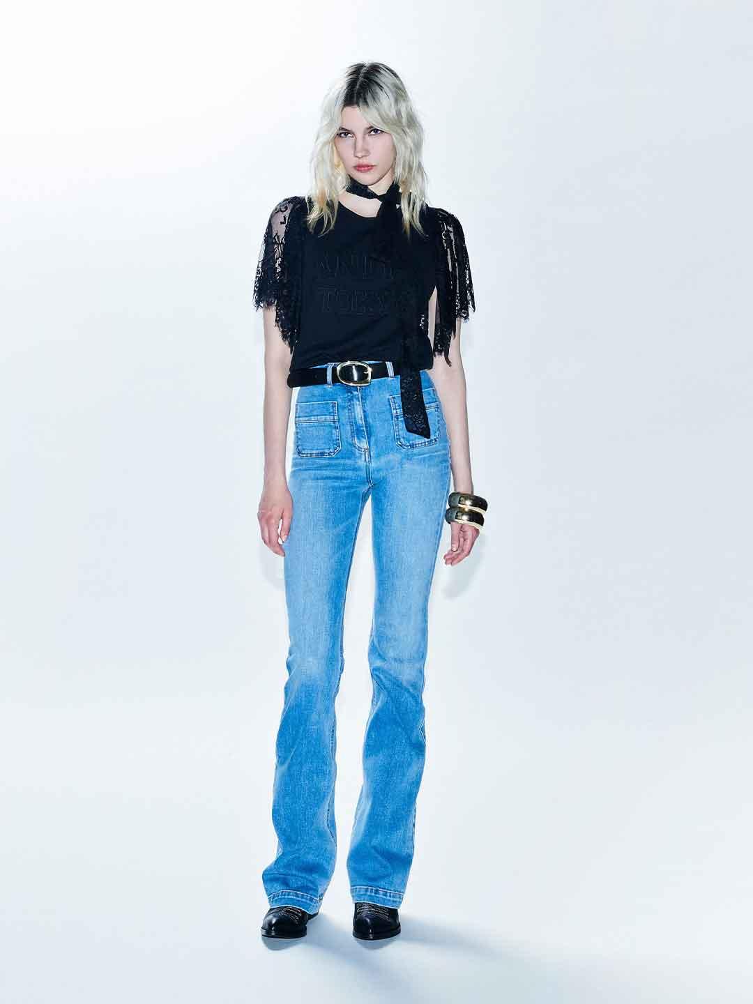 Aniye By Urban Tokyo t-shirt nero con manica in merletto