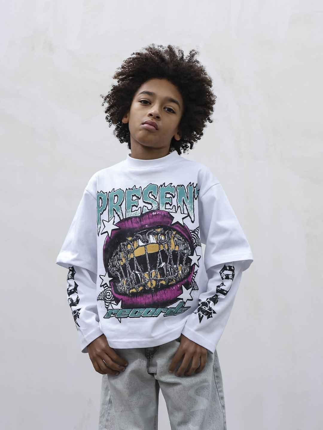 Present Day t-shirt kids bianco con stampa