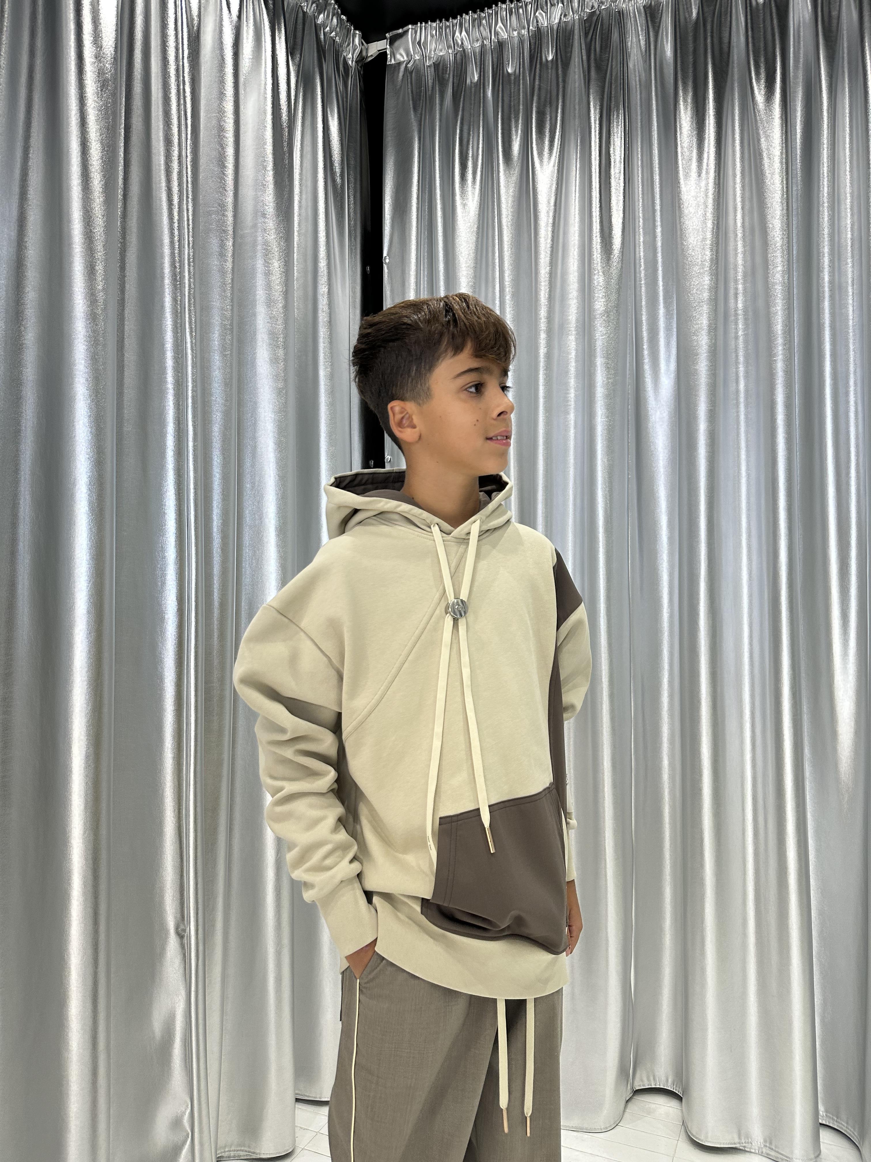Yes London felpa kids beige con cappuccio
