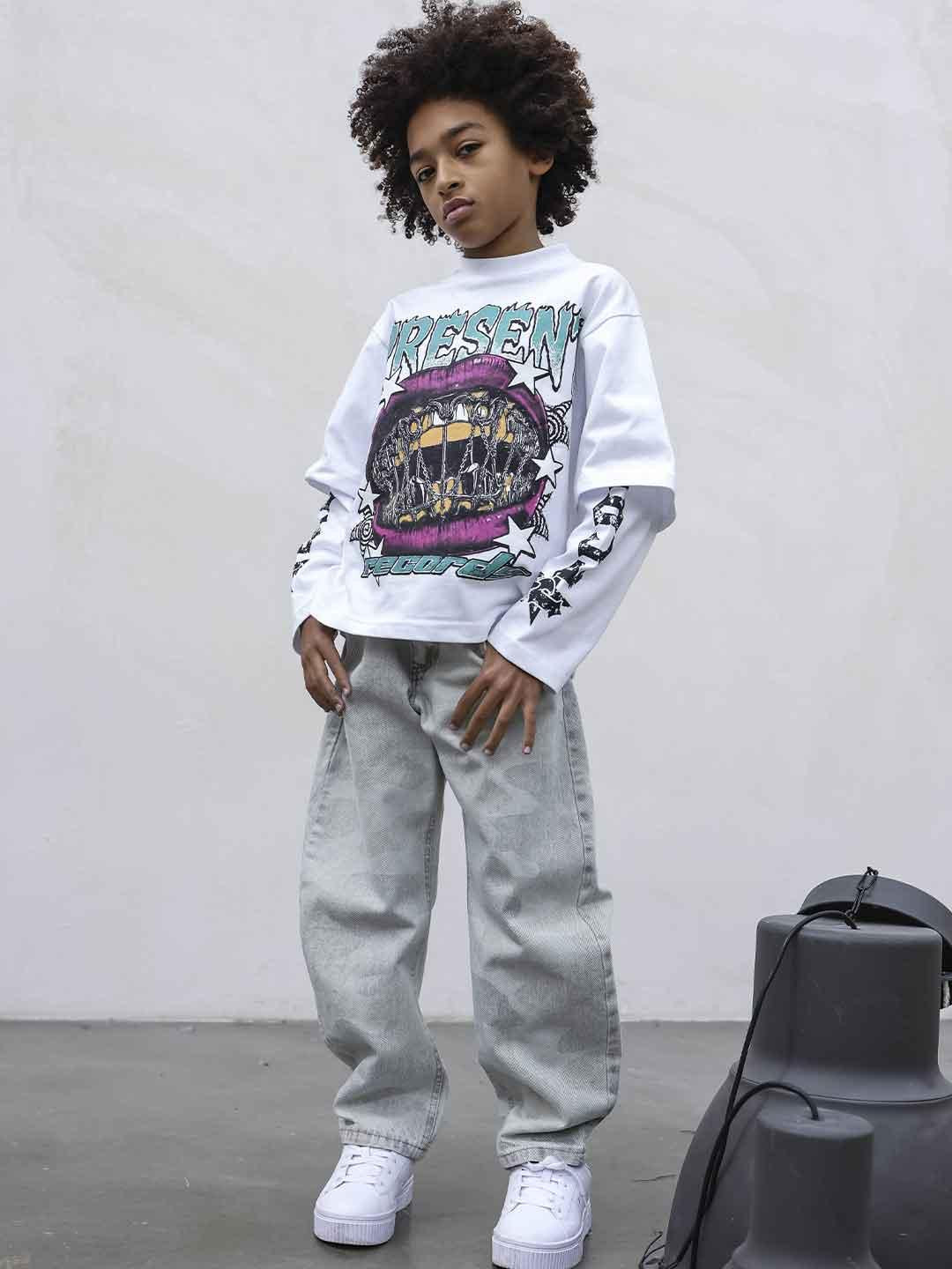 Present Day t-shirt kids bianco con stampa