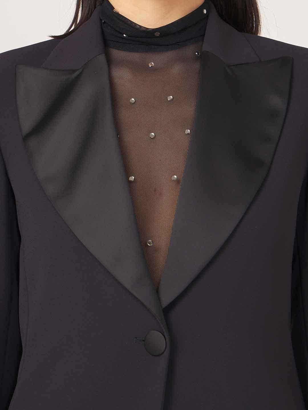 Silence Crepe cappotto nero lungo