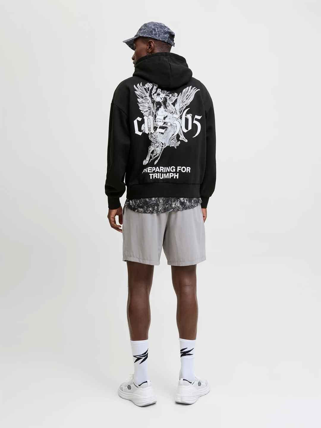 Jack & Jones felpa nero con cappuccio