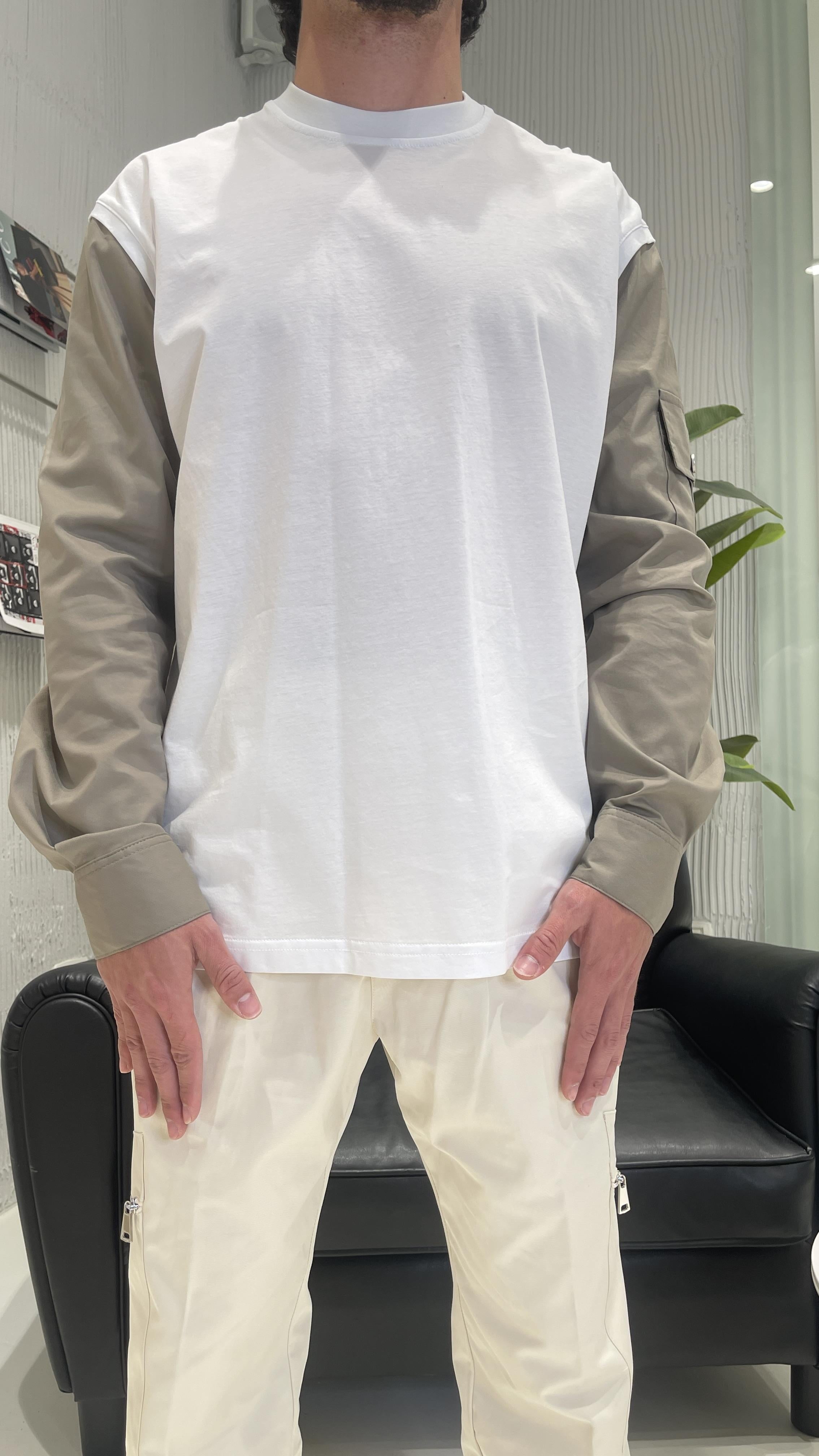 Pret A Porter t-shirt bianco manica in contrasto