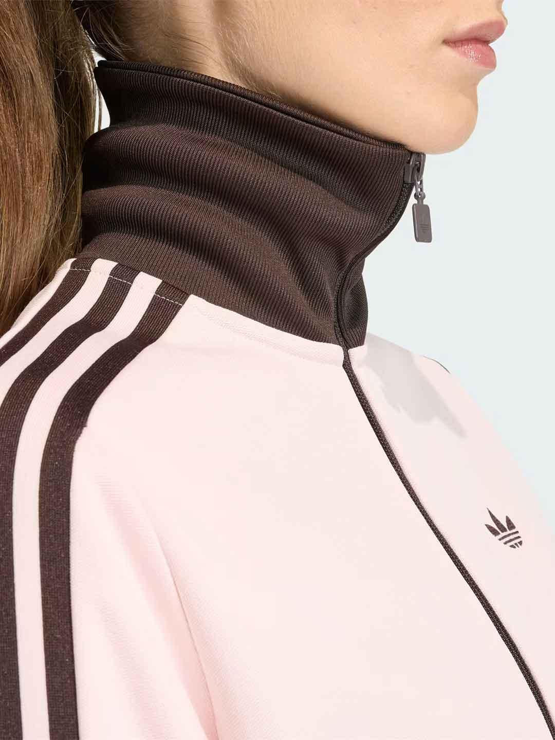 Adidas felpa rosa con bande marrone