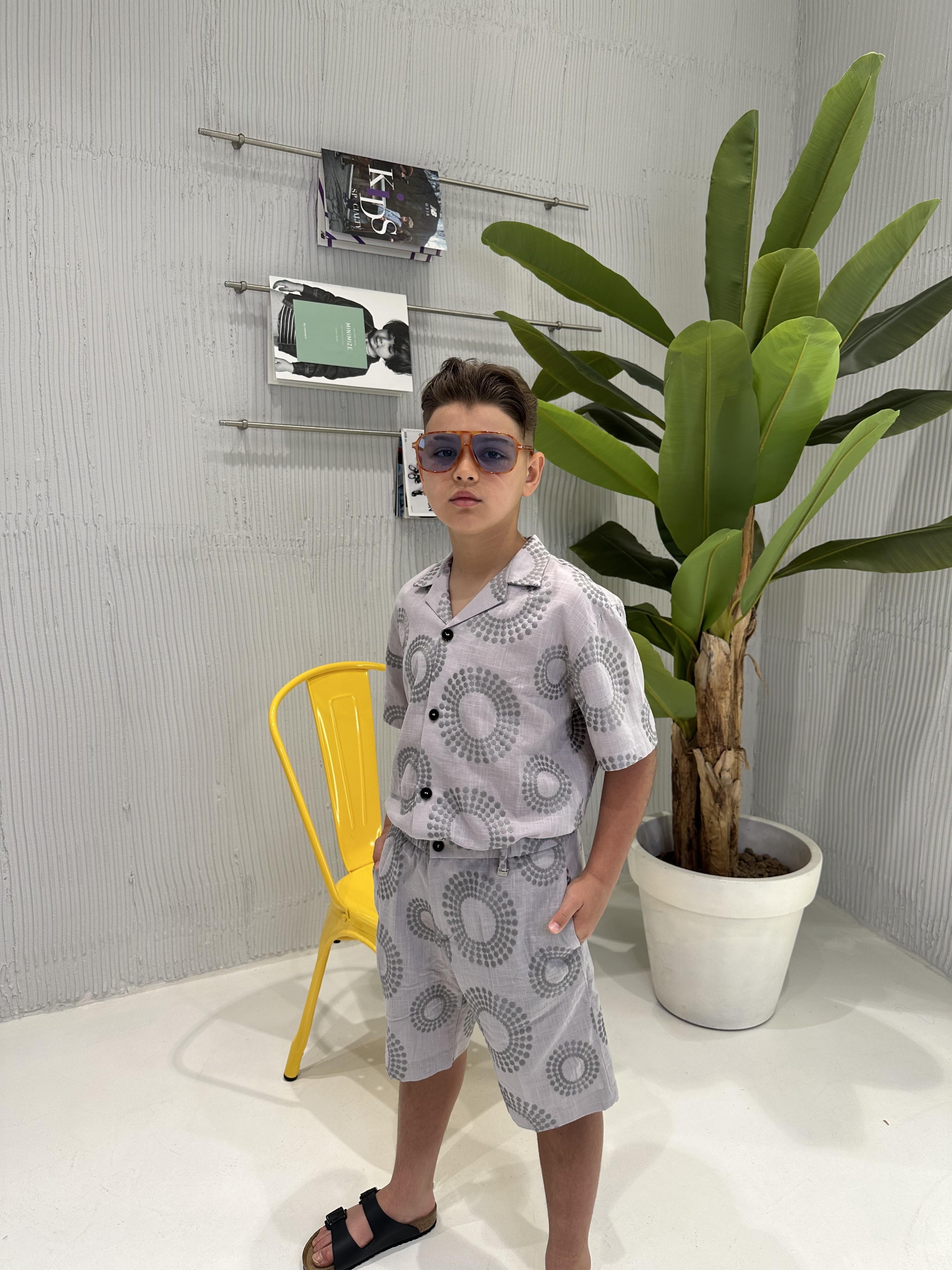I'M Brian camicia kids grigio con ricami
