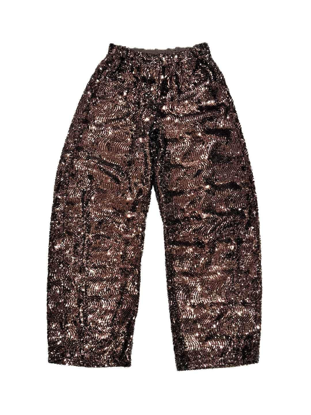 Motel pantaloni marrone con paillettes