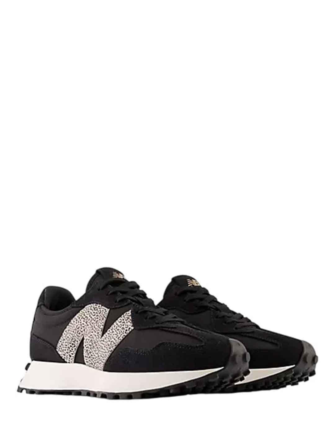 New Balance 327 sneakers nero con logo maculato