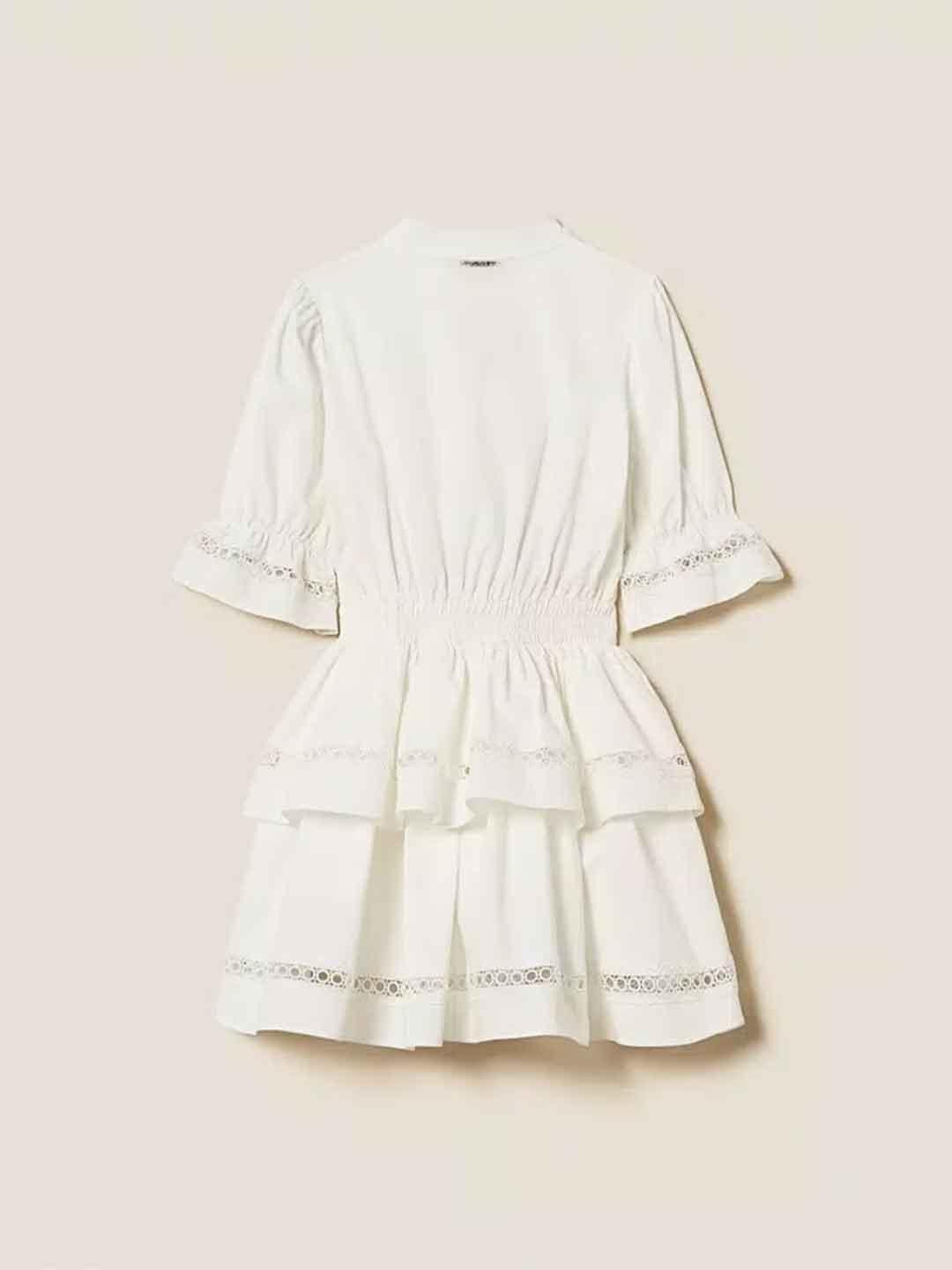 Twinset abito kids bianco con pizzo