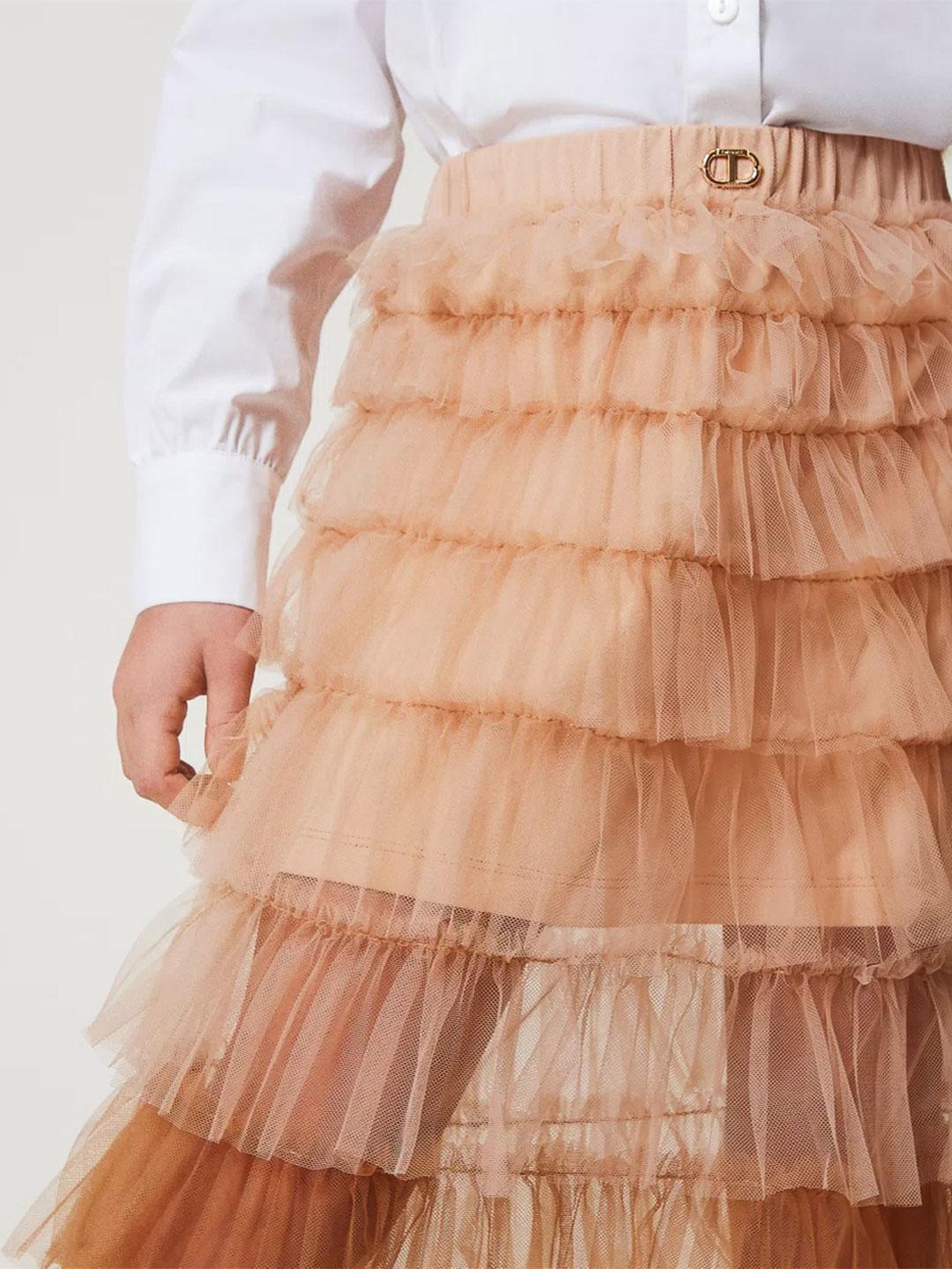 Twinset gonna kids beige lunga in tulle