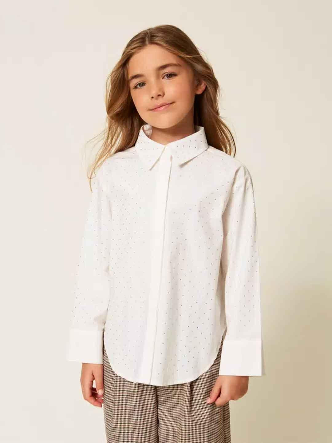 Twinset camicia kids bianco con strass