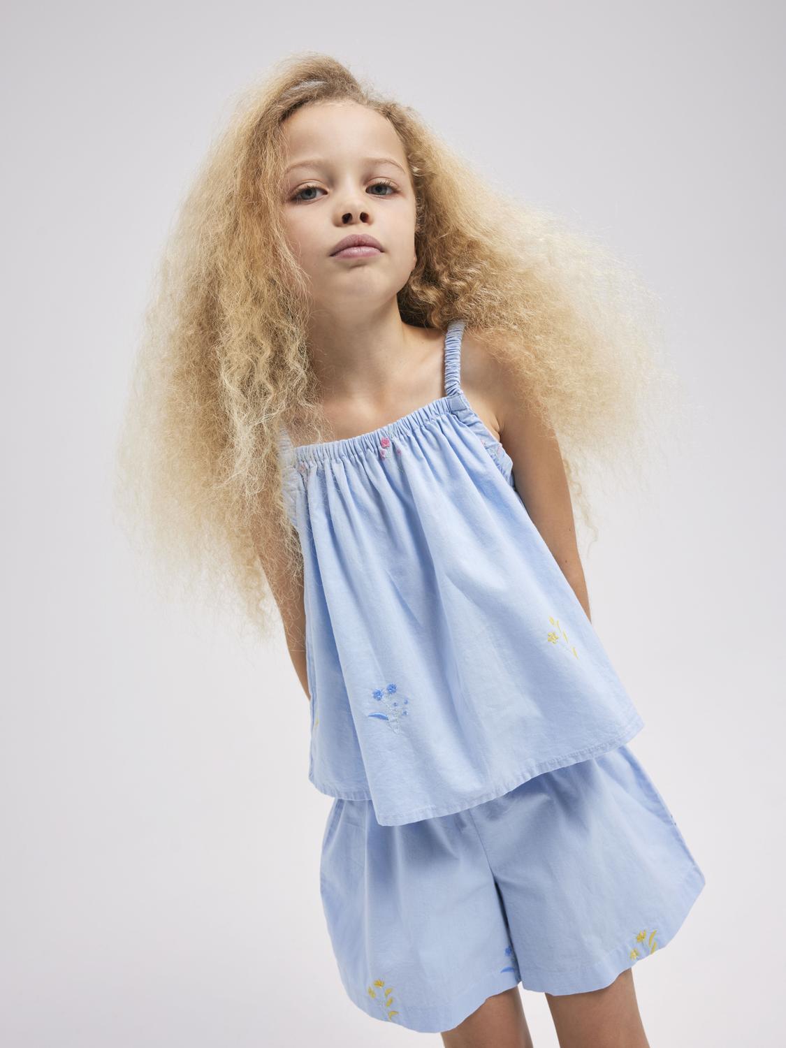 Name It shorts kids celeste con ricamo fiori