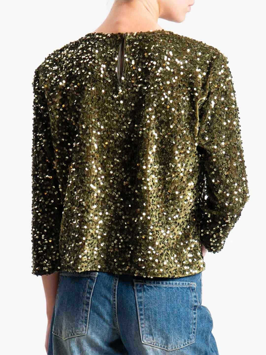 Tensione In top verde in paillettes