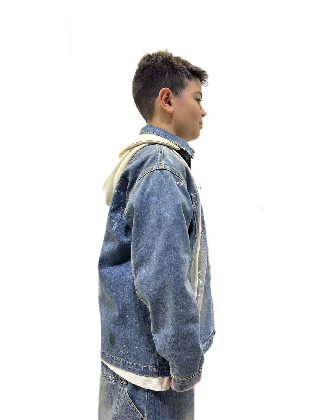 Yes London camicia kids in jeans con cappuccio