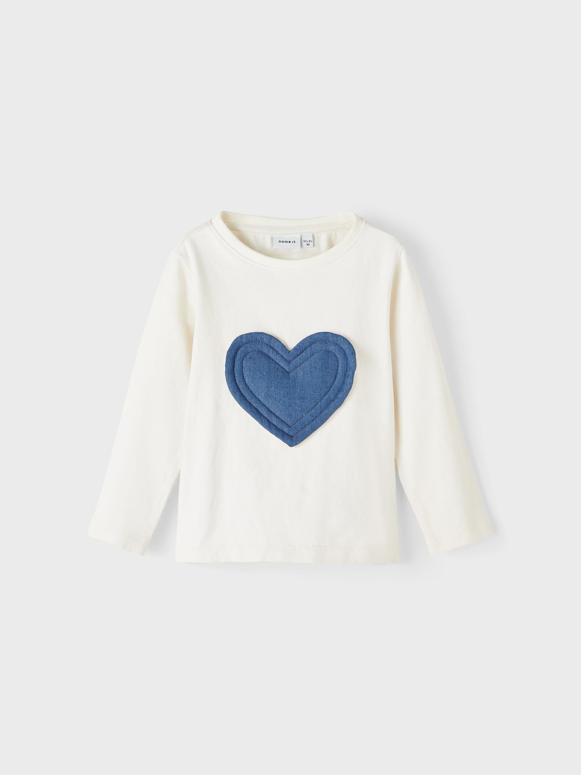 Name It maglia kids bianco con cuore in jeans