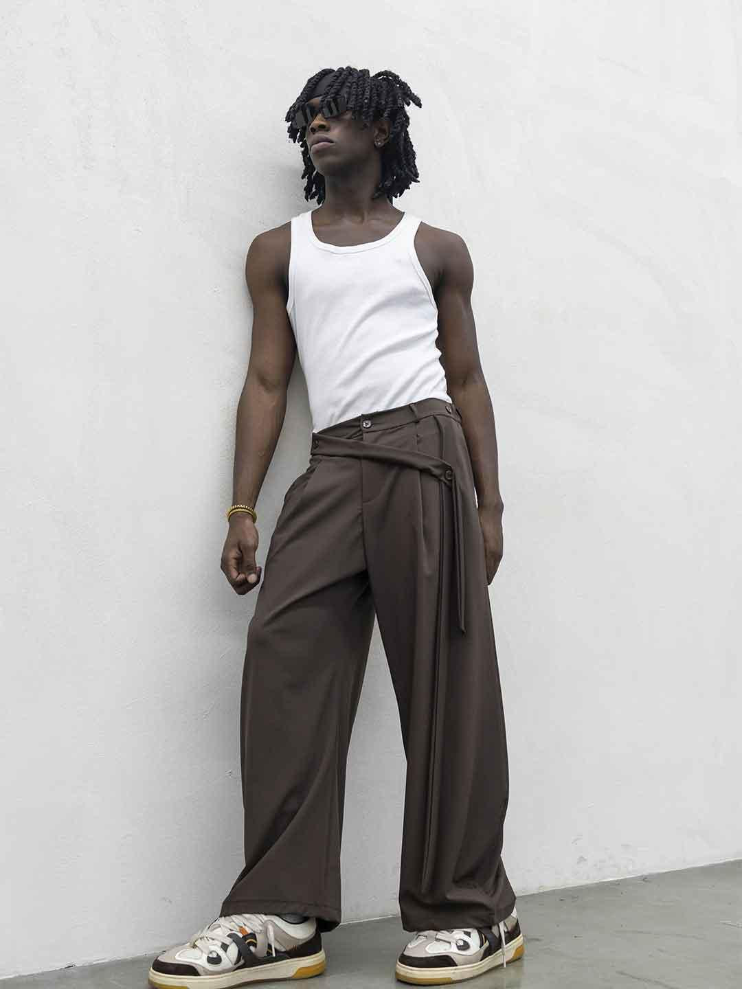 Present Day pantalone marrone con cintura