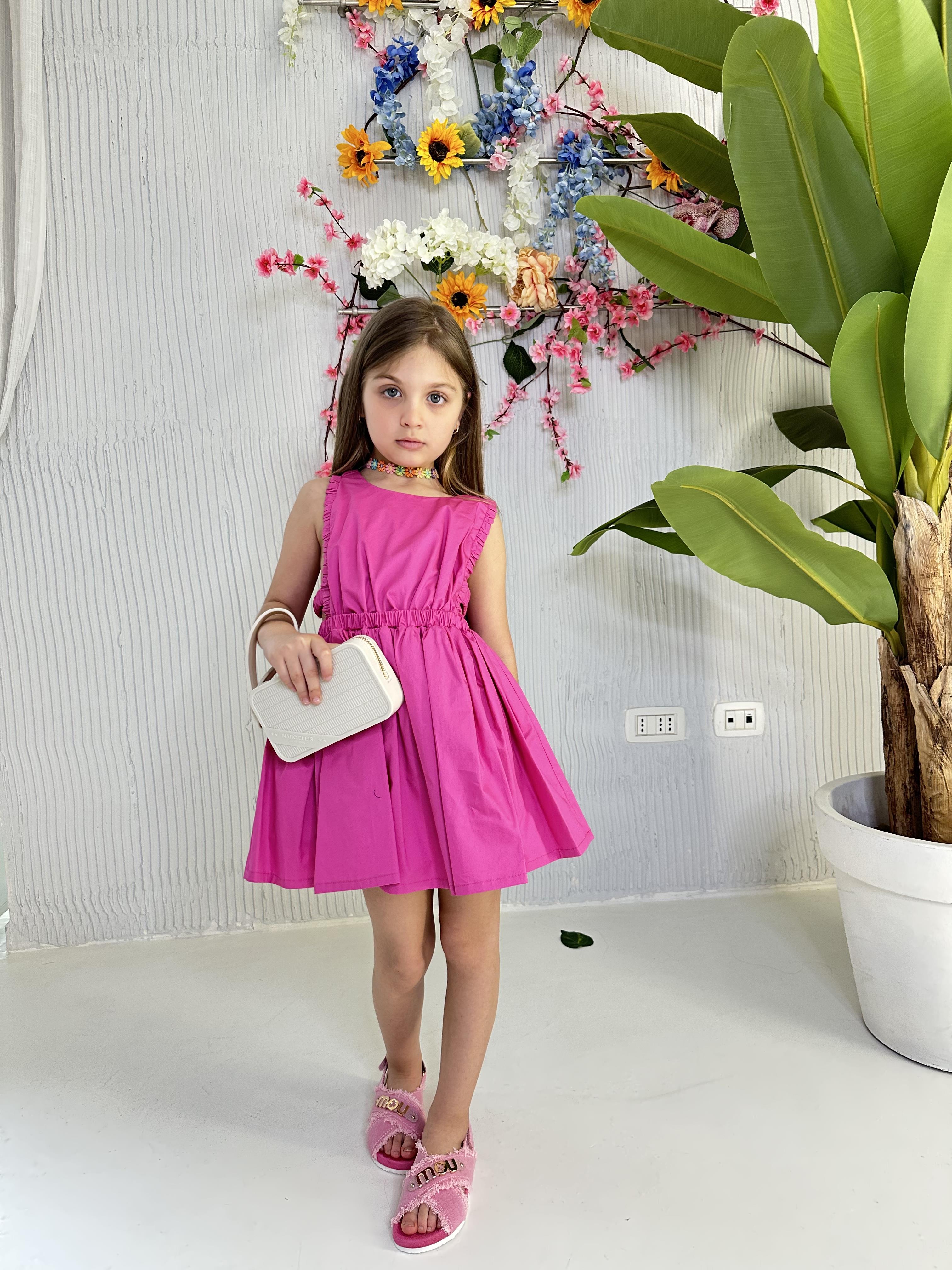 Vicolo abito kids fucsia incrocio sul retro