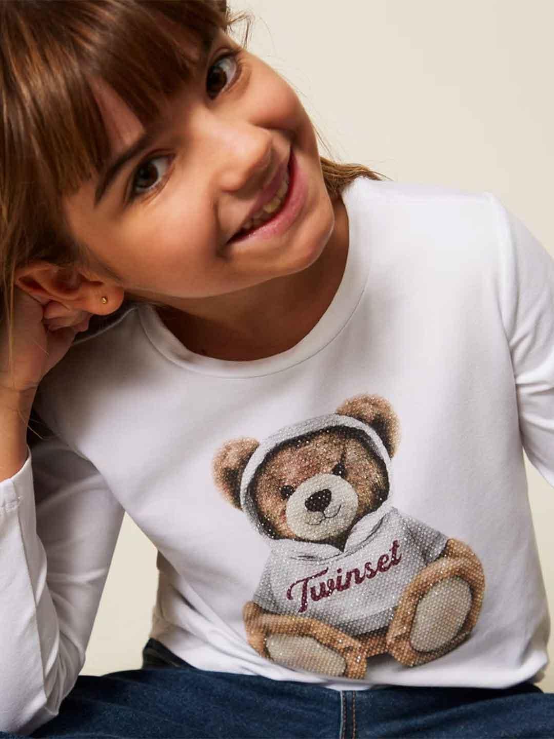 Twinset t-shirt kids bianco con stampa orsetto