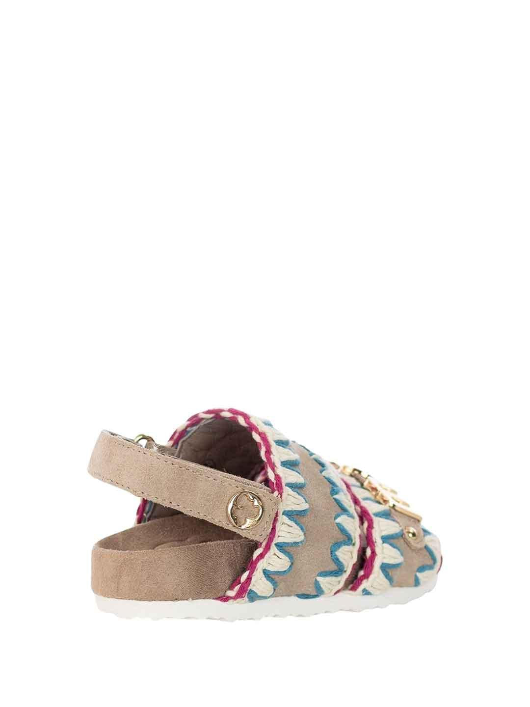 Mou sandali kids beige con logo in metallo